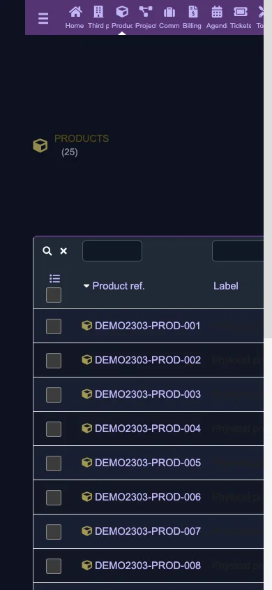 Product catalog (Mobile 1x Dark)