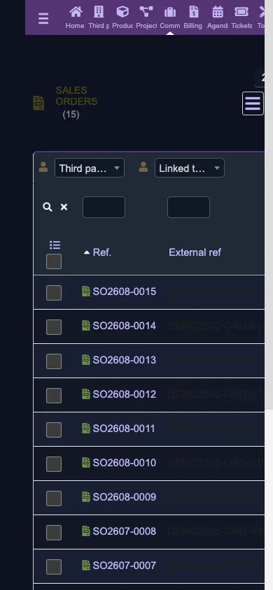Sales orders list (Mobile 1x Dark)