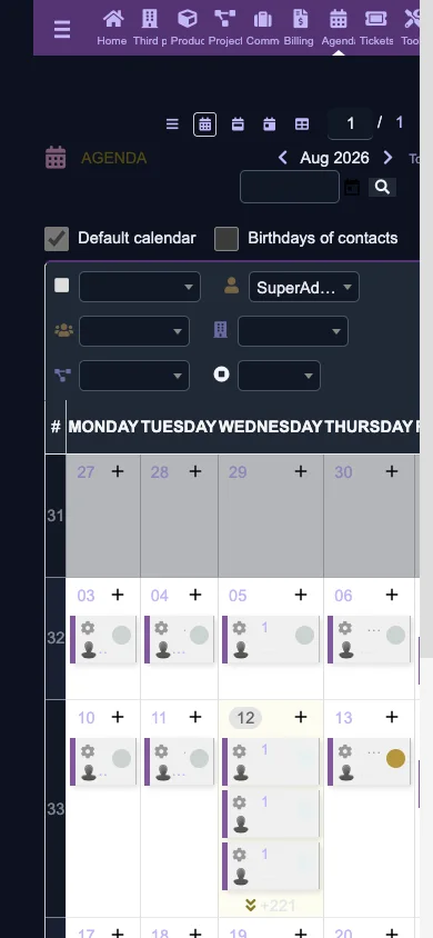 Agenda calendar (Mobile 1x Dark)