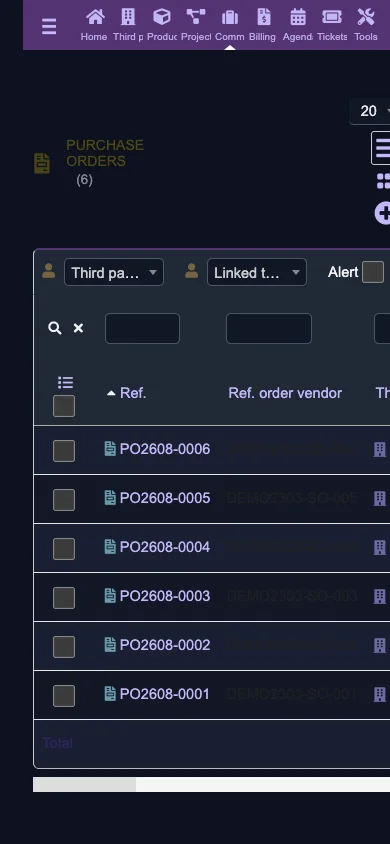 Supplier purchase orders (Mobile 1x Dark)
