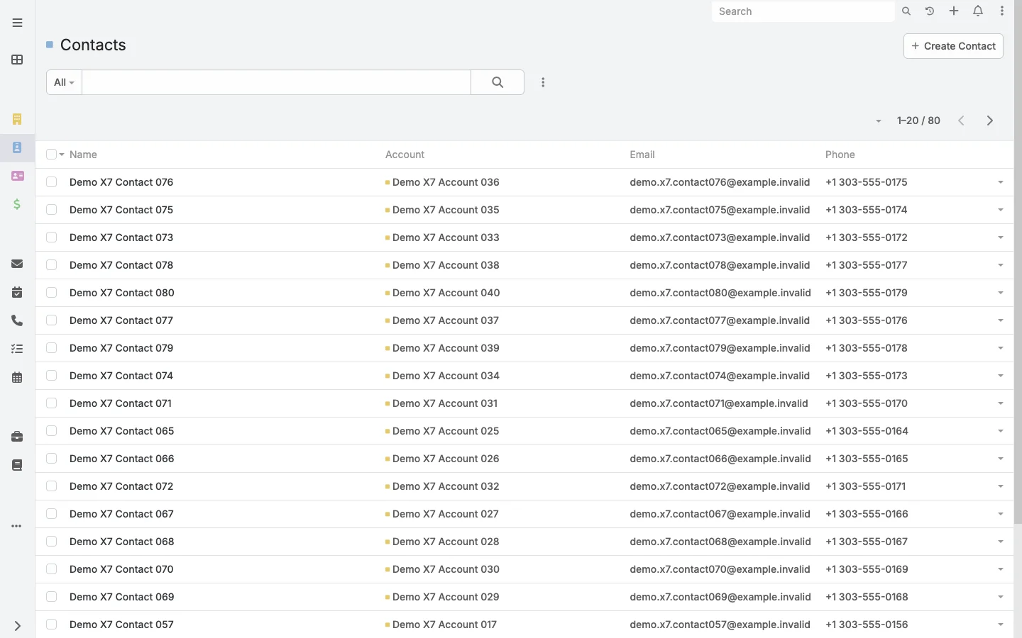 Contacts list