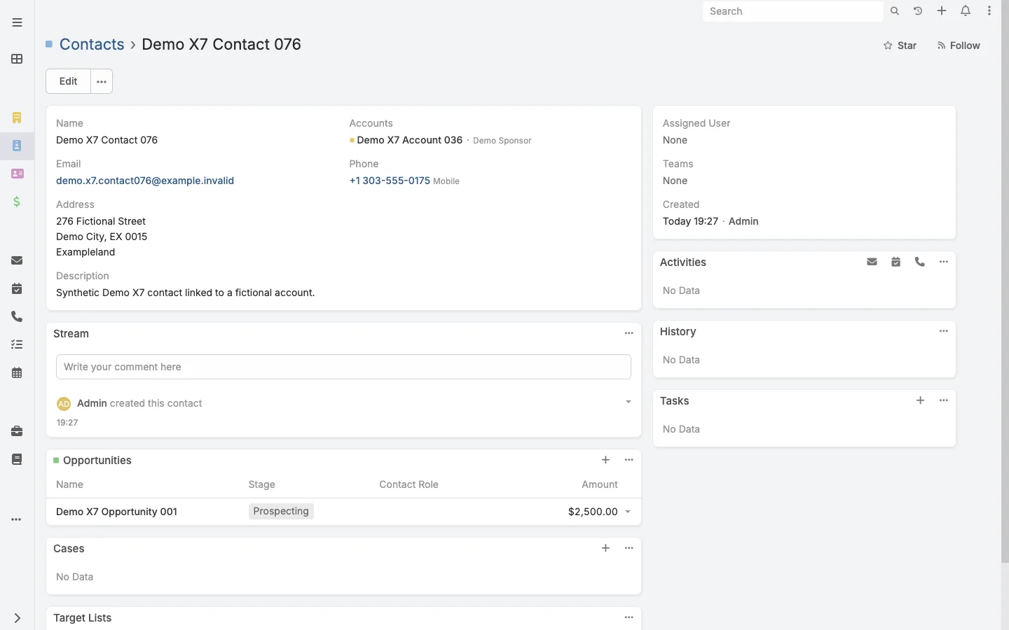 Contact detail overview