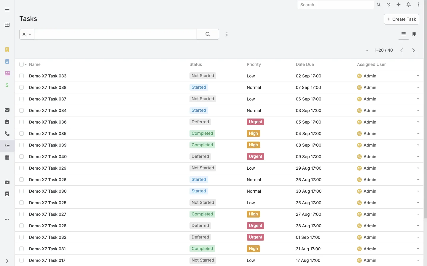 Tasks list