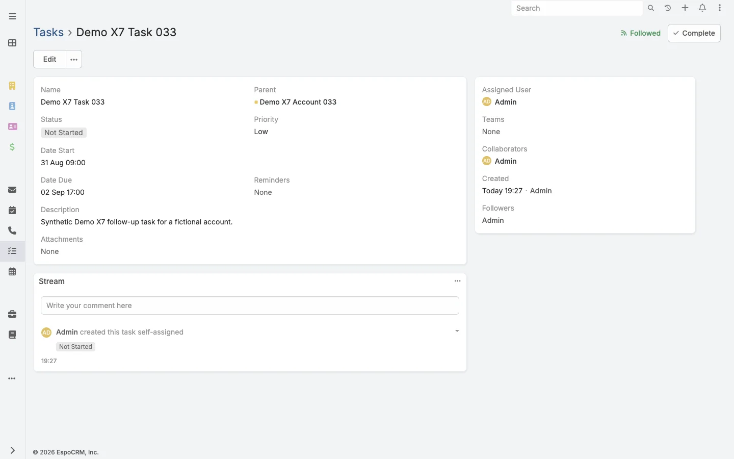 Task detail overview