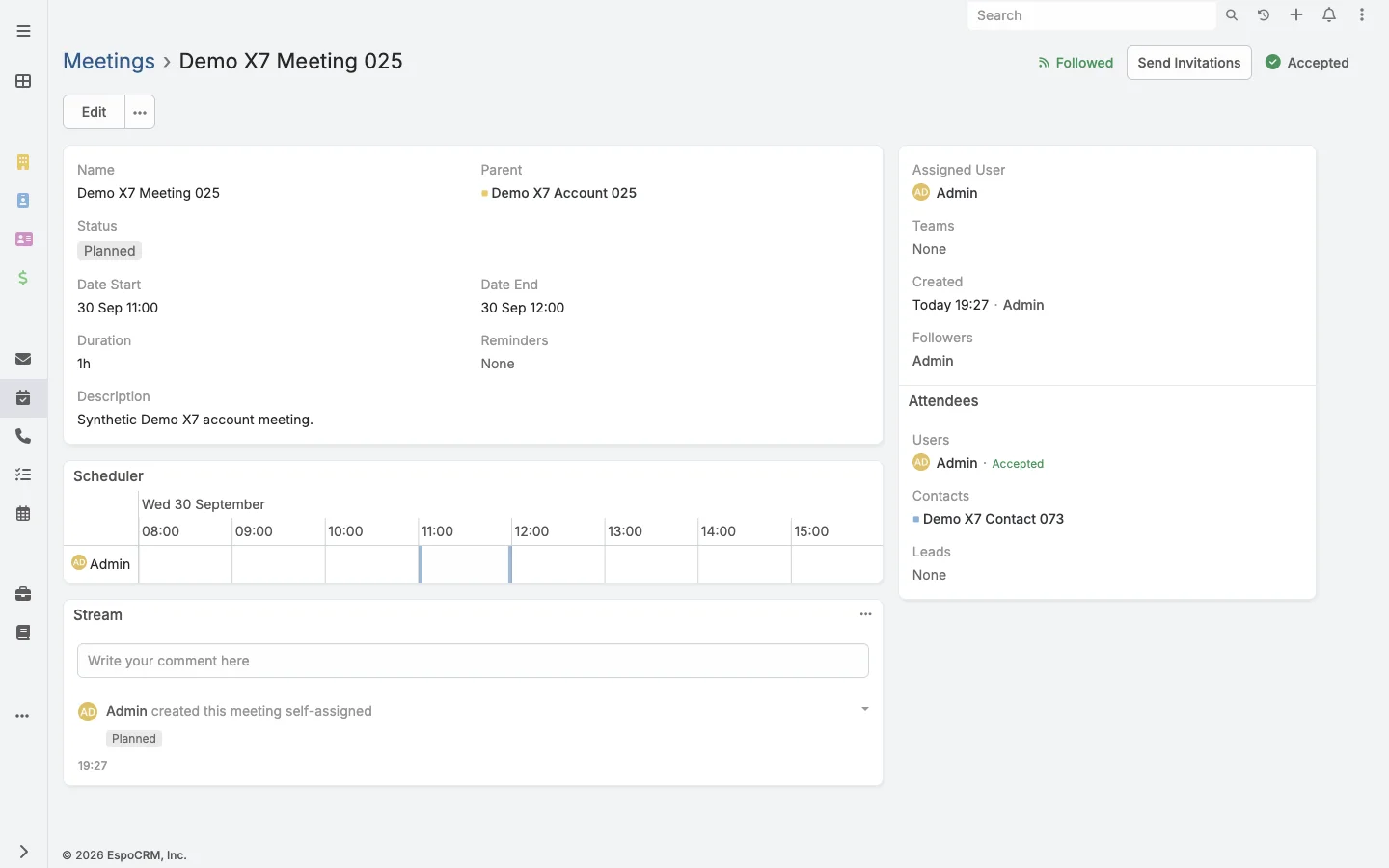Meeting details and scheduler