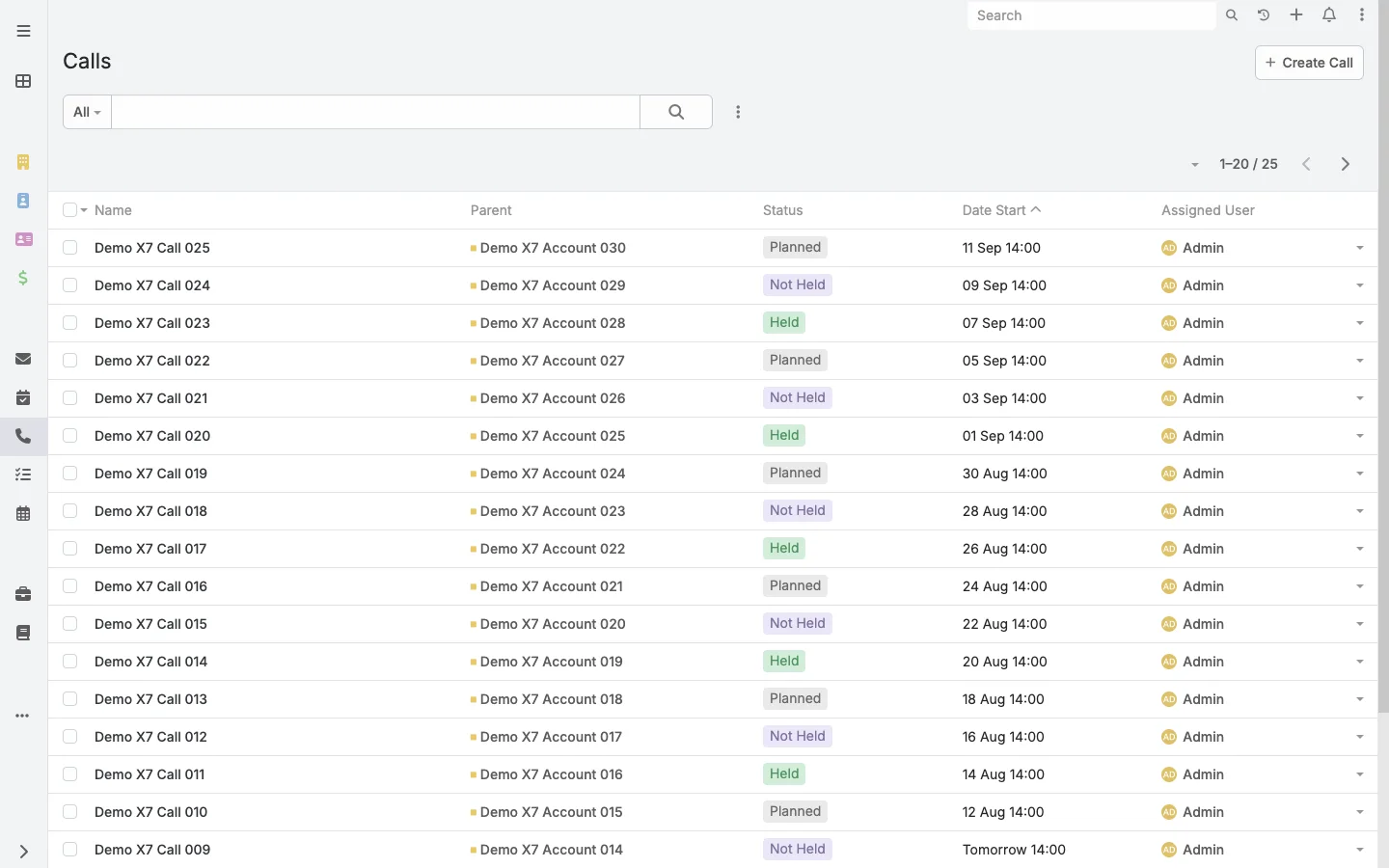 Calls list