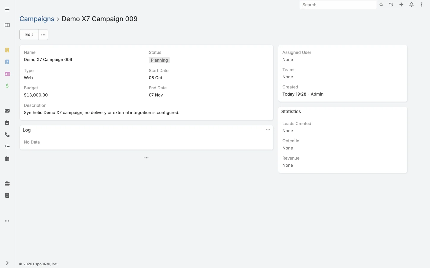 Campaign details and statistics