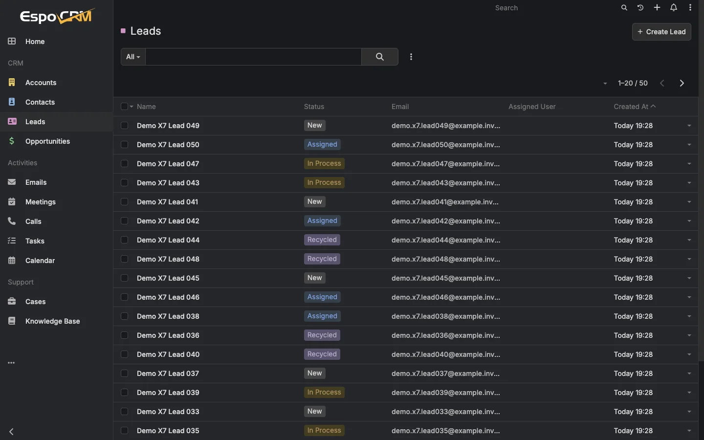 Lead status tracking