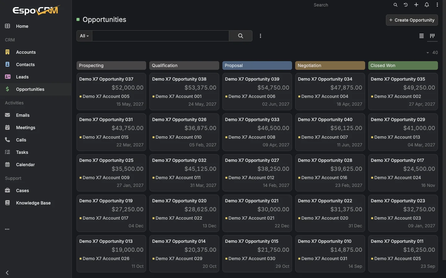 Opportunity pipeline board