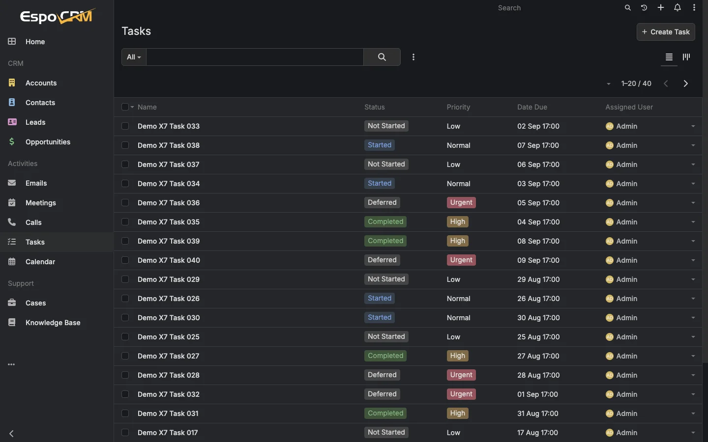 Tasks list