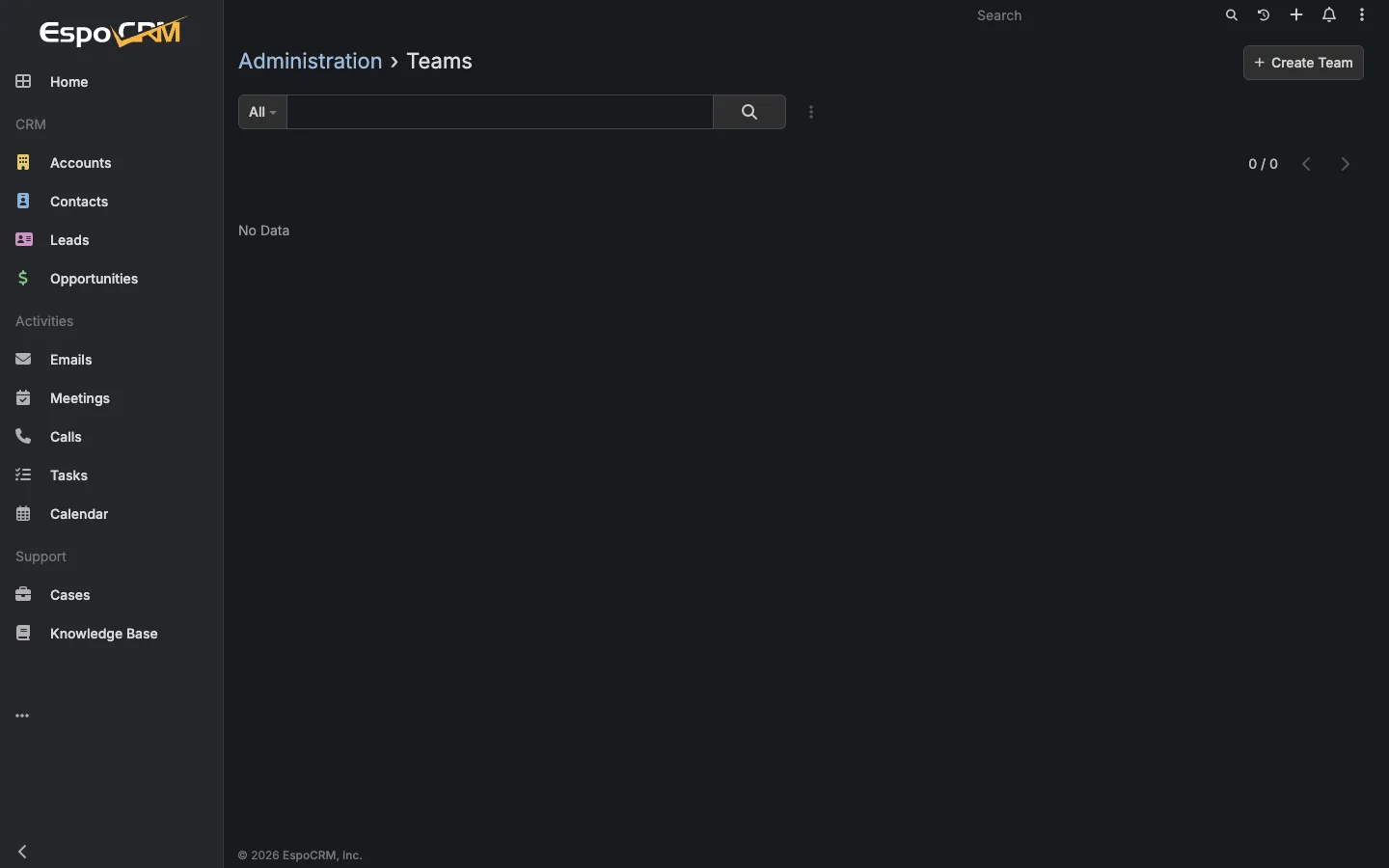 Teams list