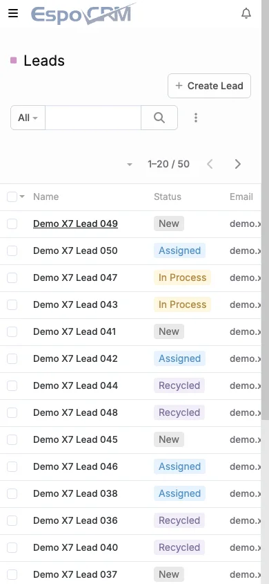 Mobile leads list