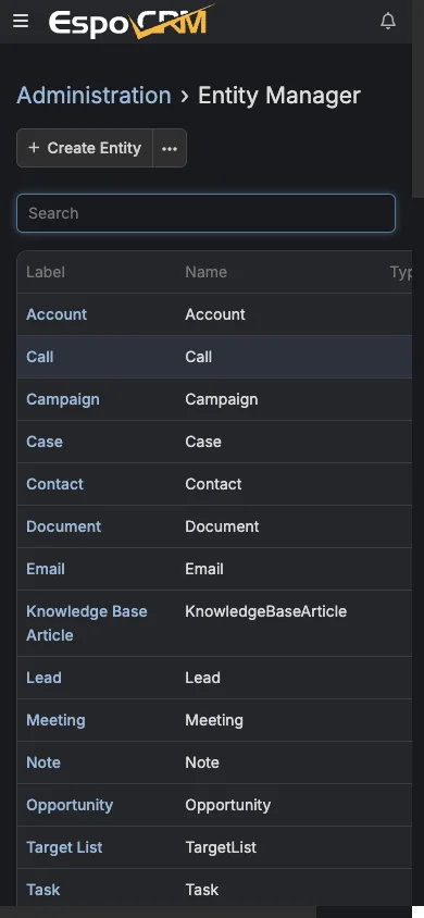 Mobile entity manager