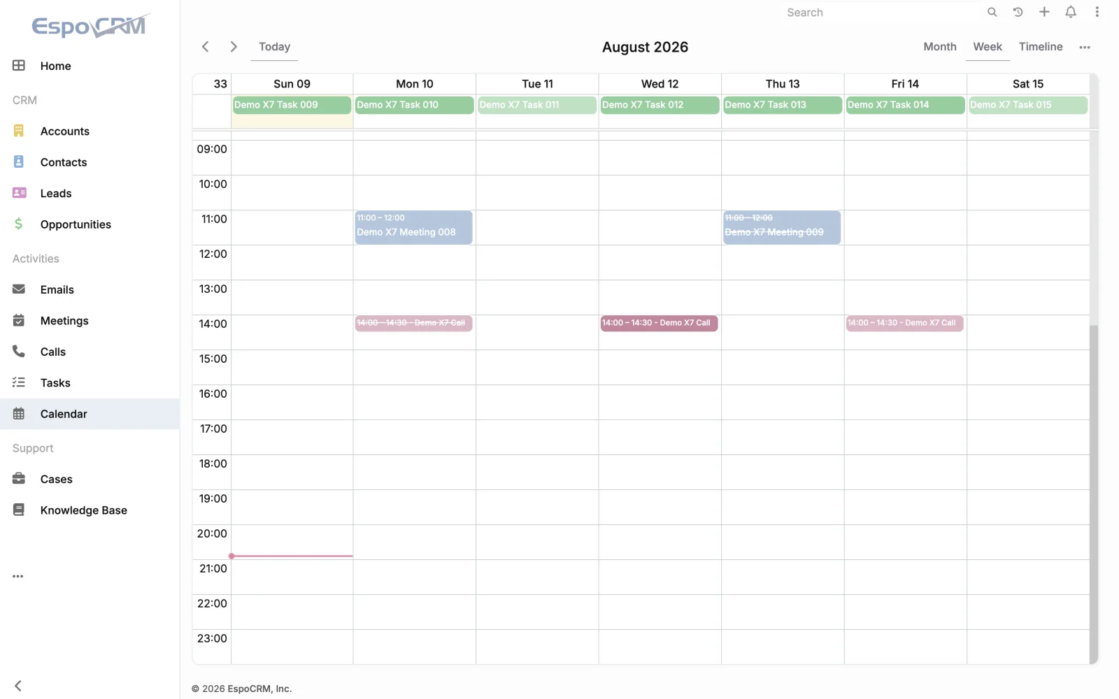 Weekly calendar agenda