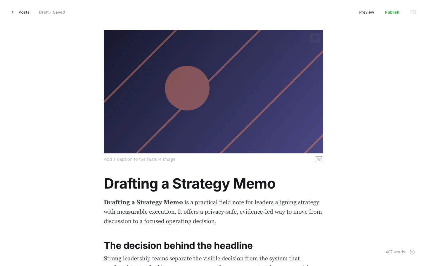Post Editor with Feature Image and Rich Body