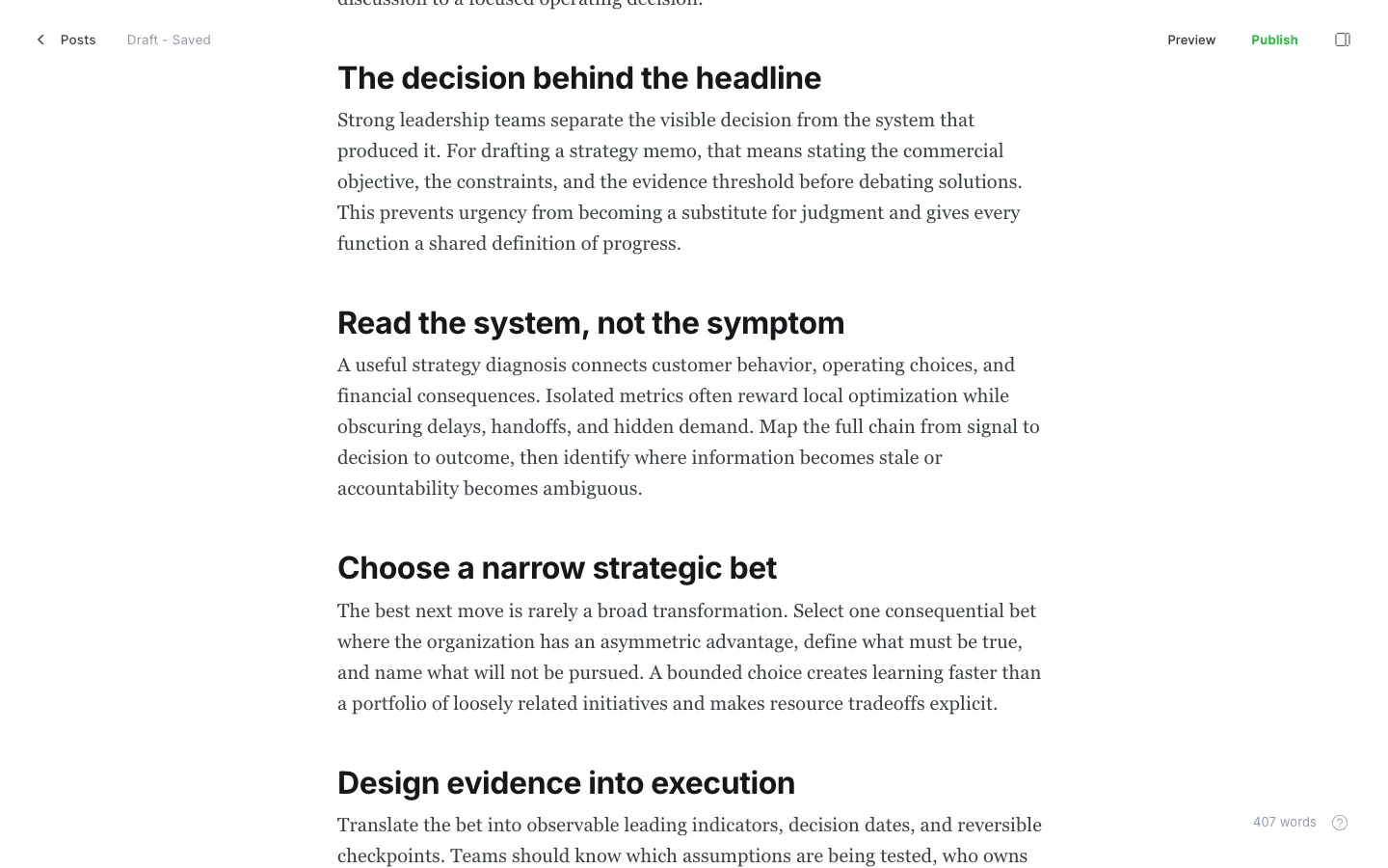 Post Editor Rich Body Headings and Paragraphs