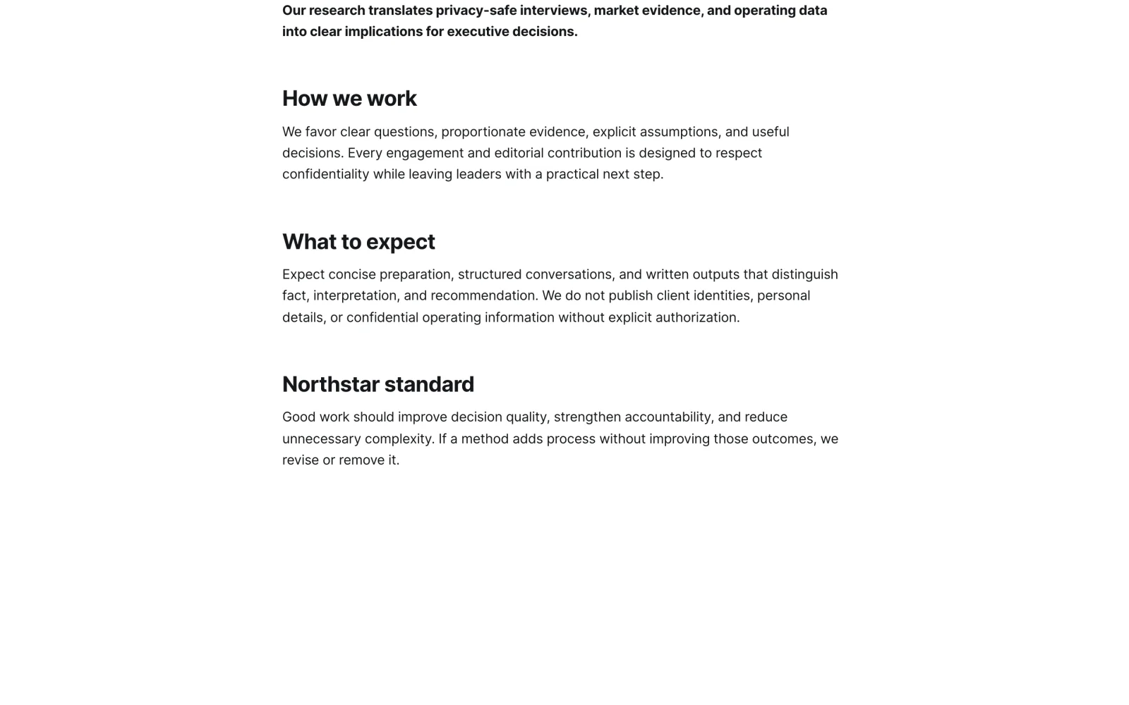 Research Page Operating Approach, Expectations, and Standard
