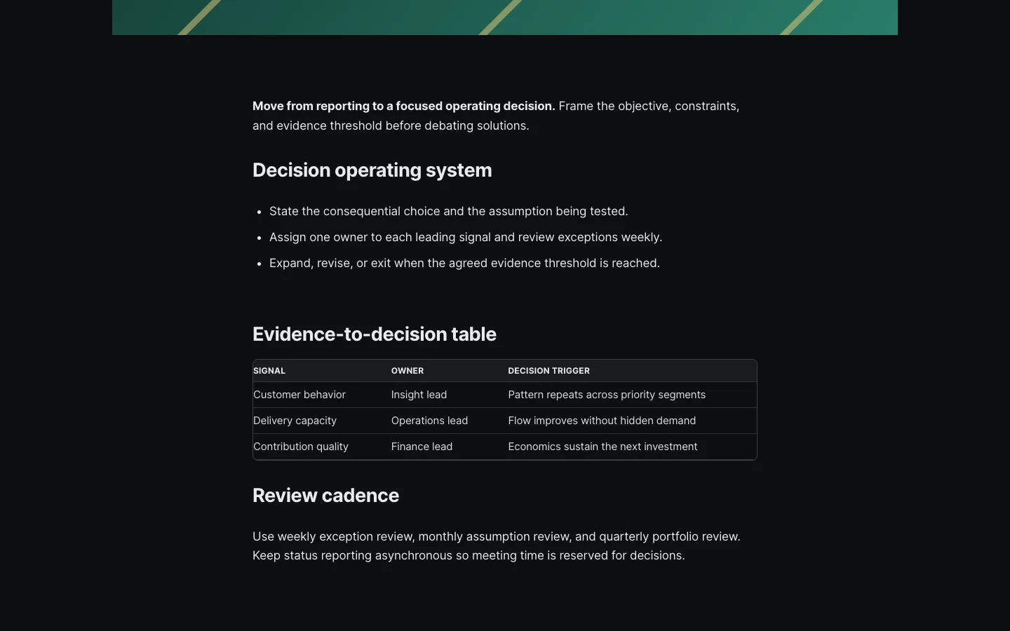 Decision Article Structured List and Table