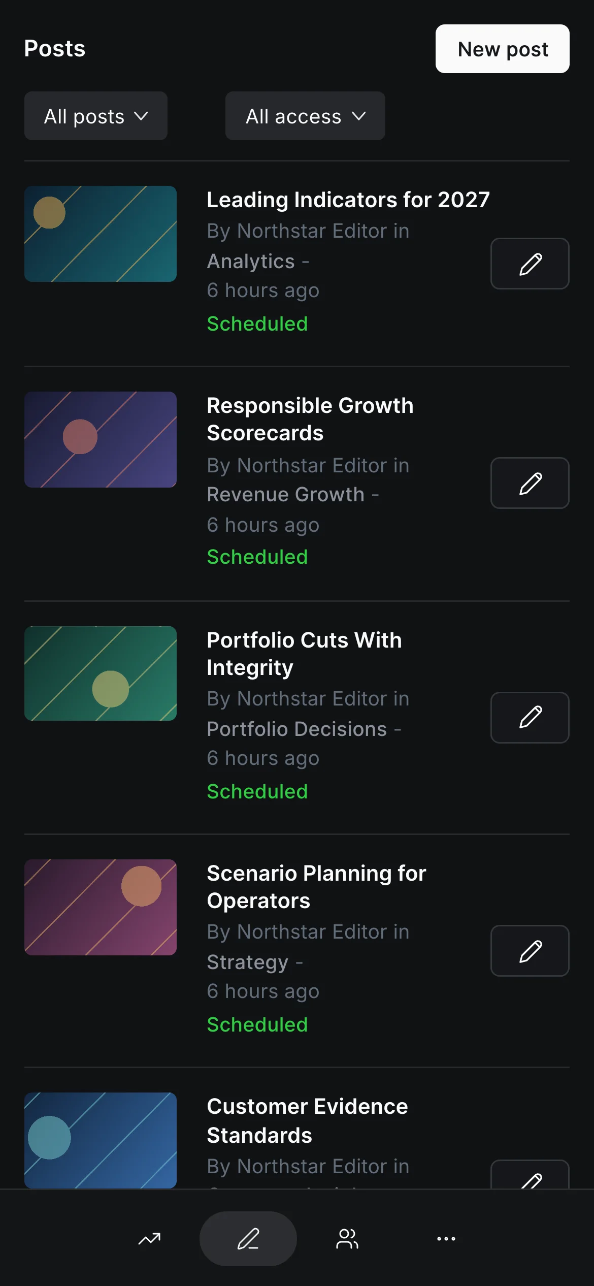 Admin Posts Mobile with Readable Controls