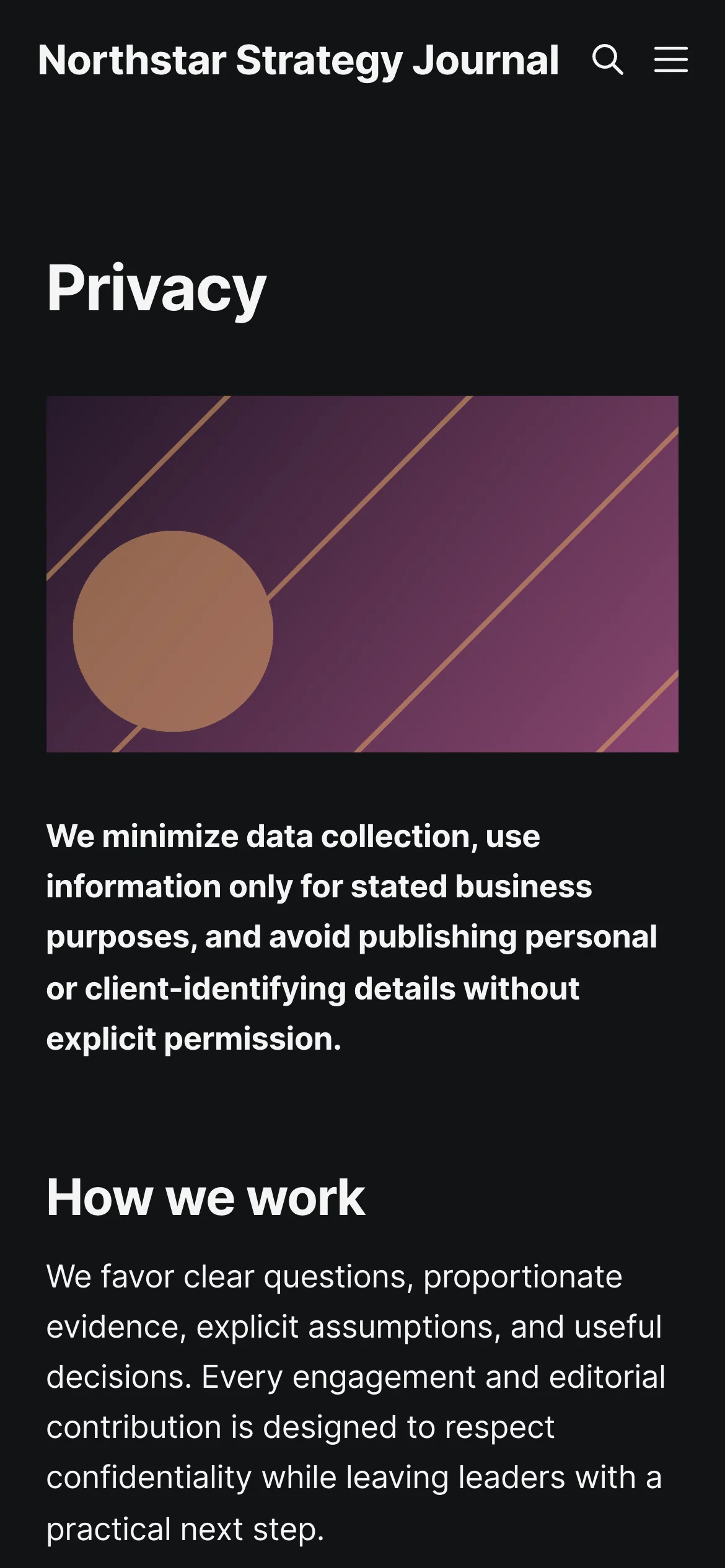 Privacy Page Heading Artwork and Principles