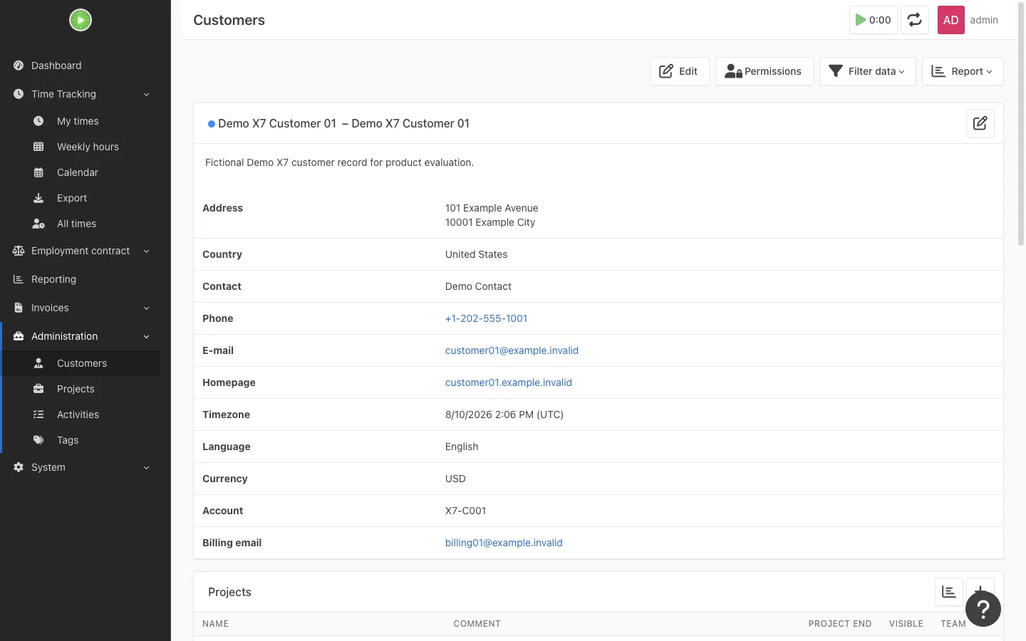 Customer details