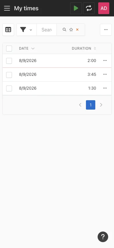 Mobile daily timesheet view