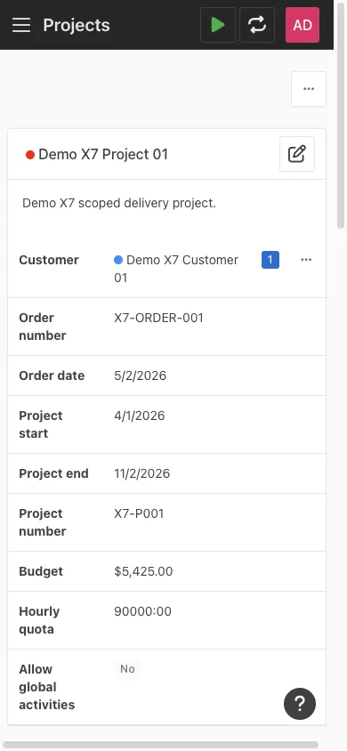 Mobile project details