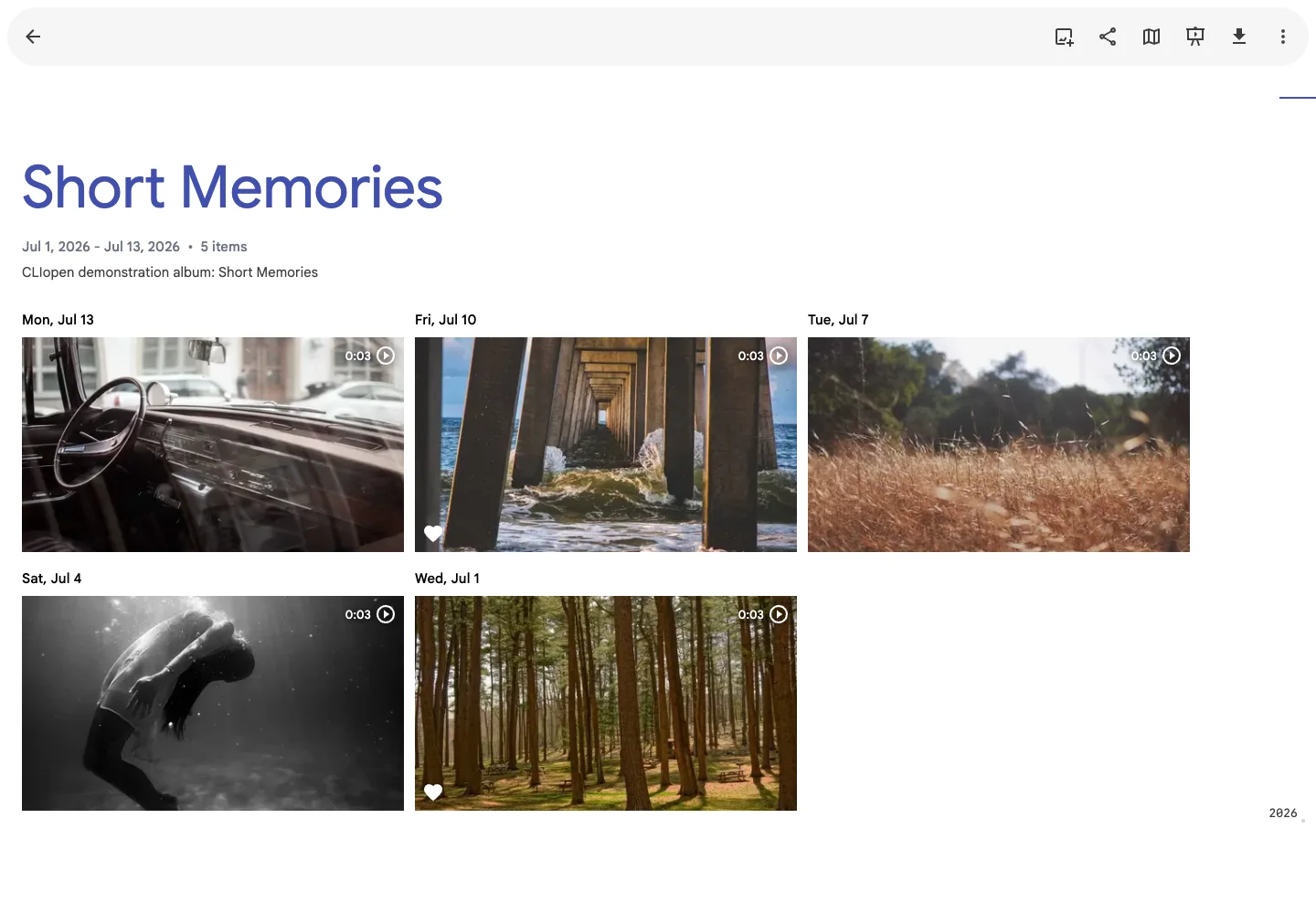 Video memories album