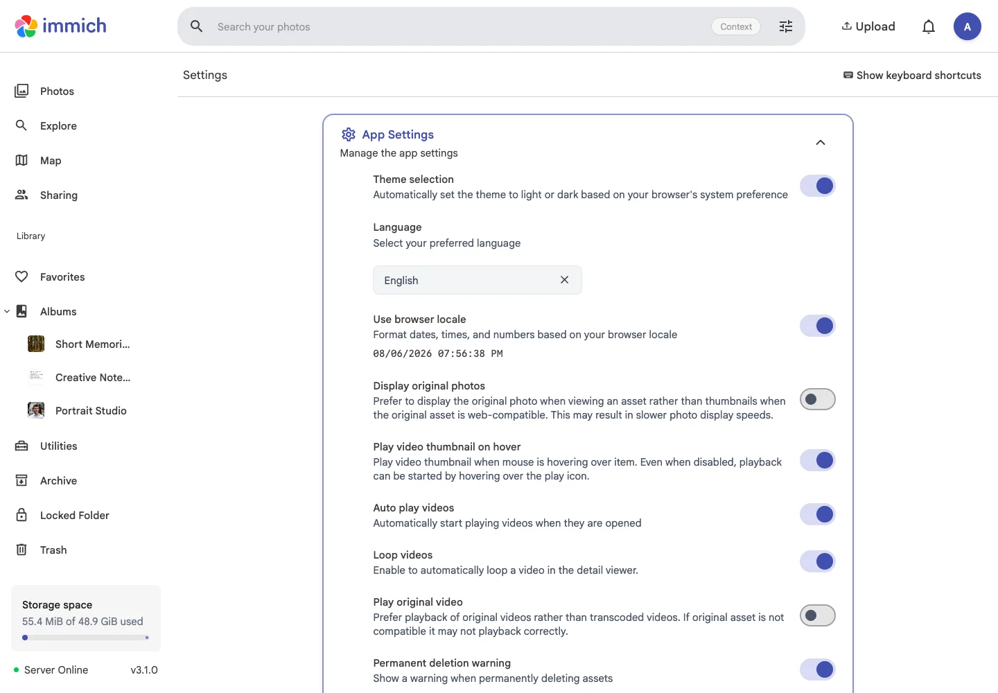 Application preferences