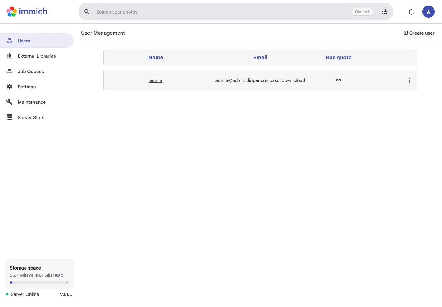 User administration