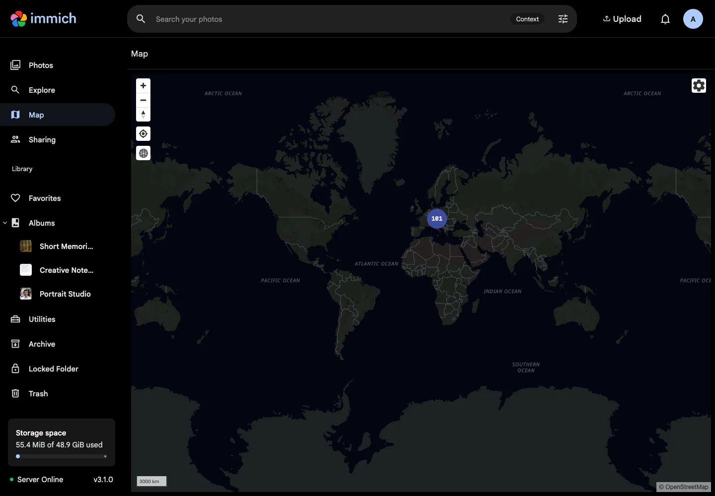 Photo map in dark mode