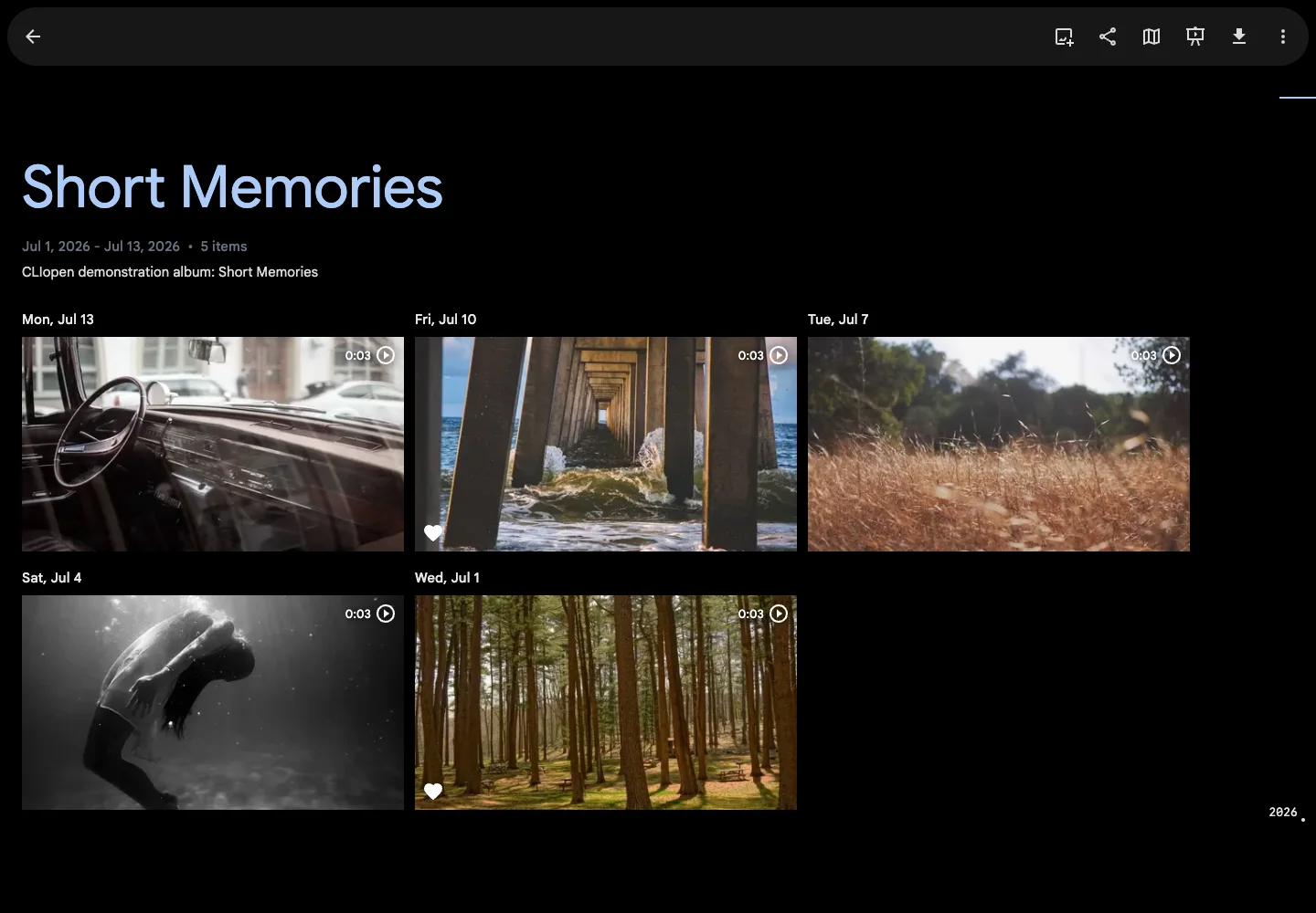 Video memories in dark mode