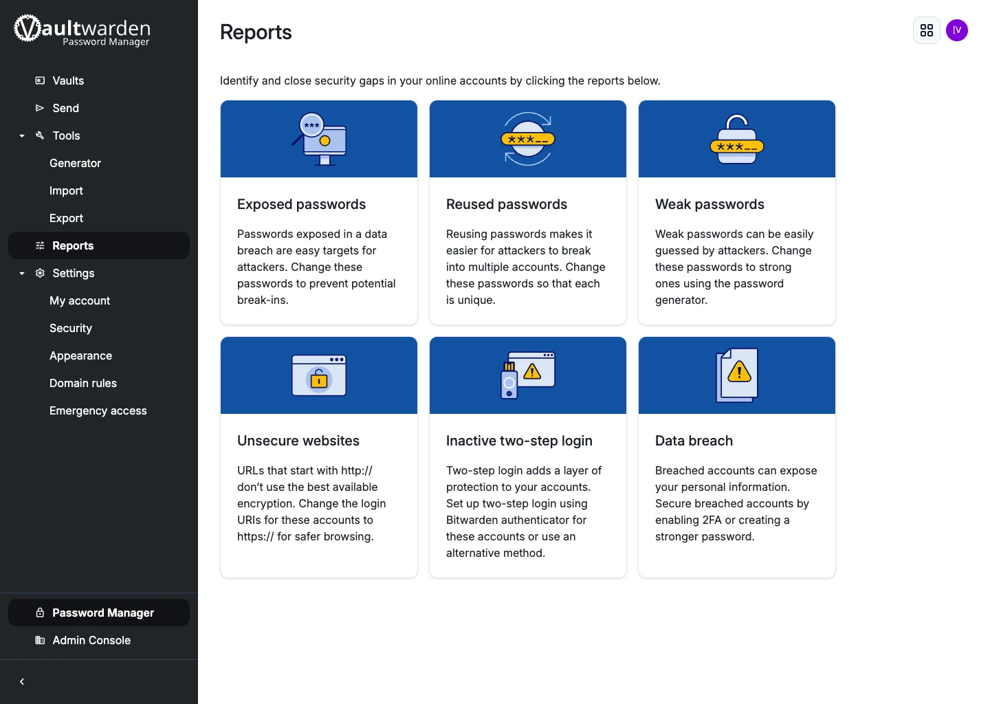 Reports hub