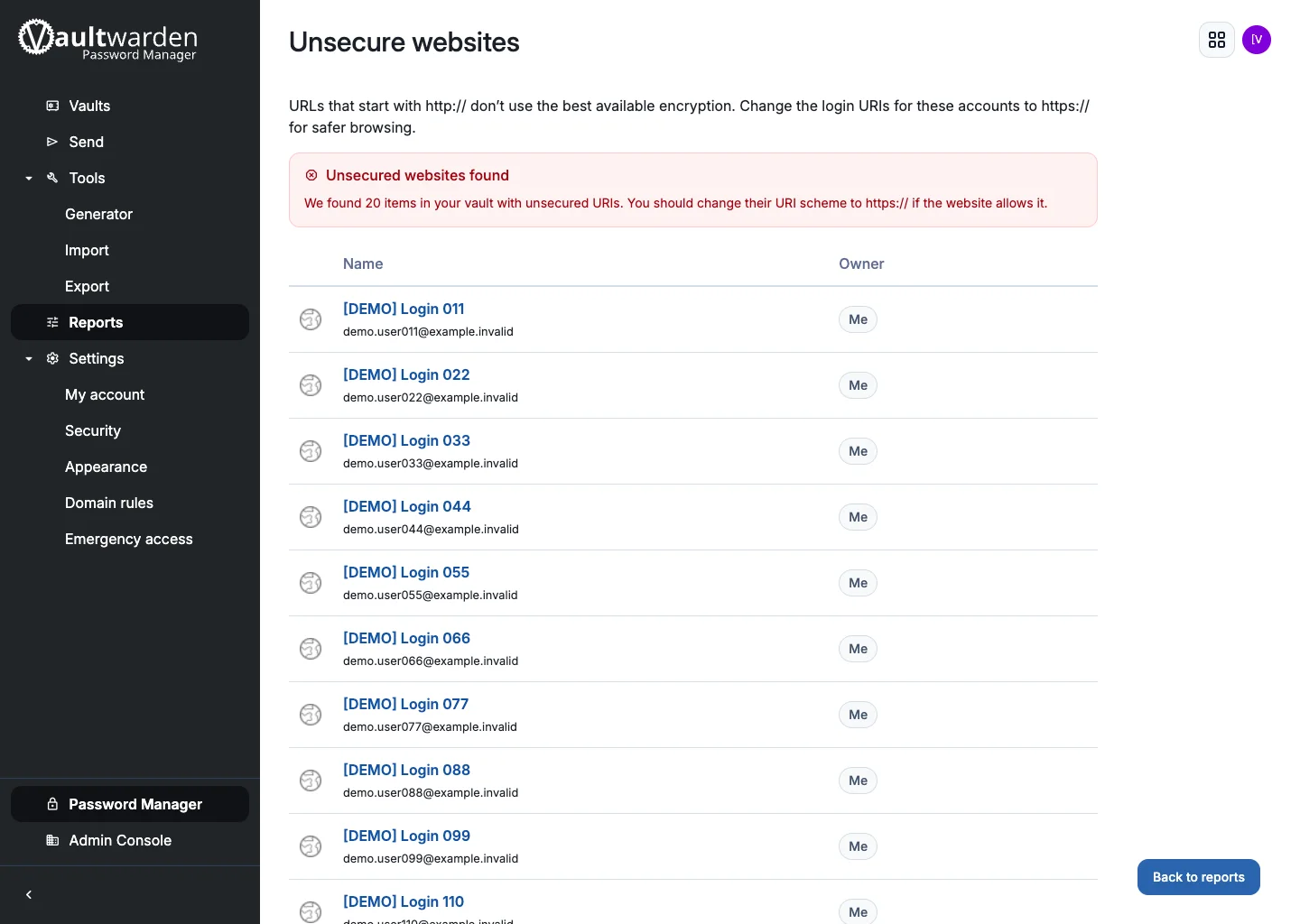 Unsecured websites report