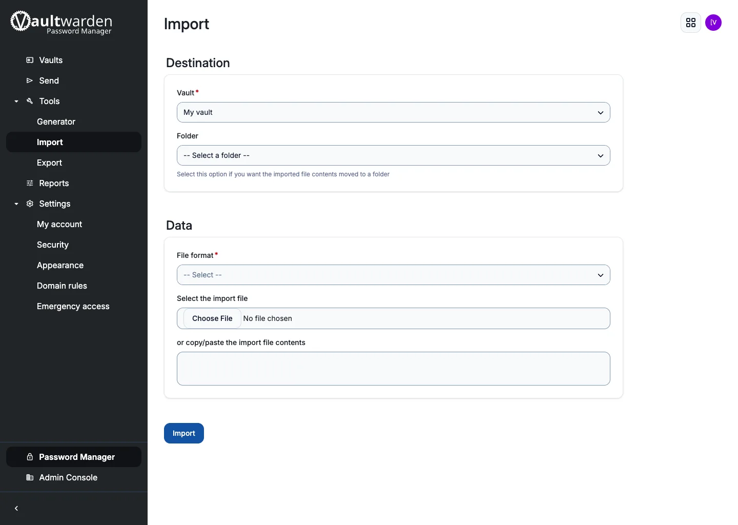Import data