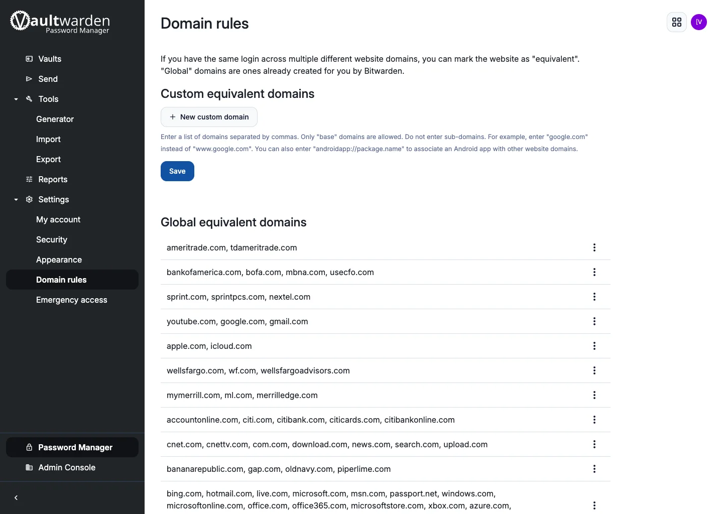 Domain rules