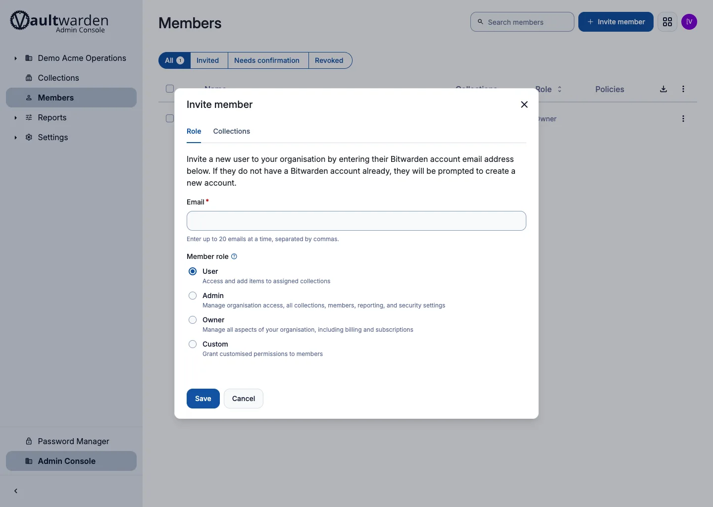 Invite organization member