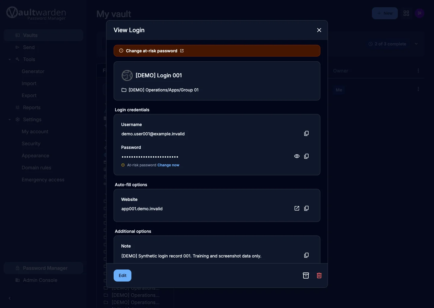 Masked login item