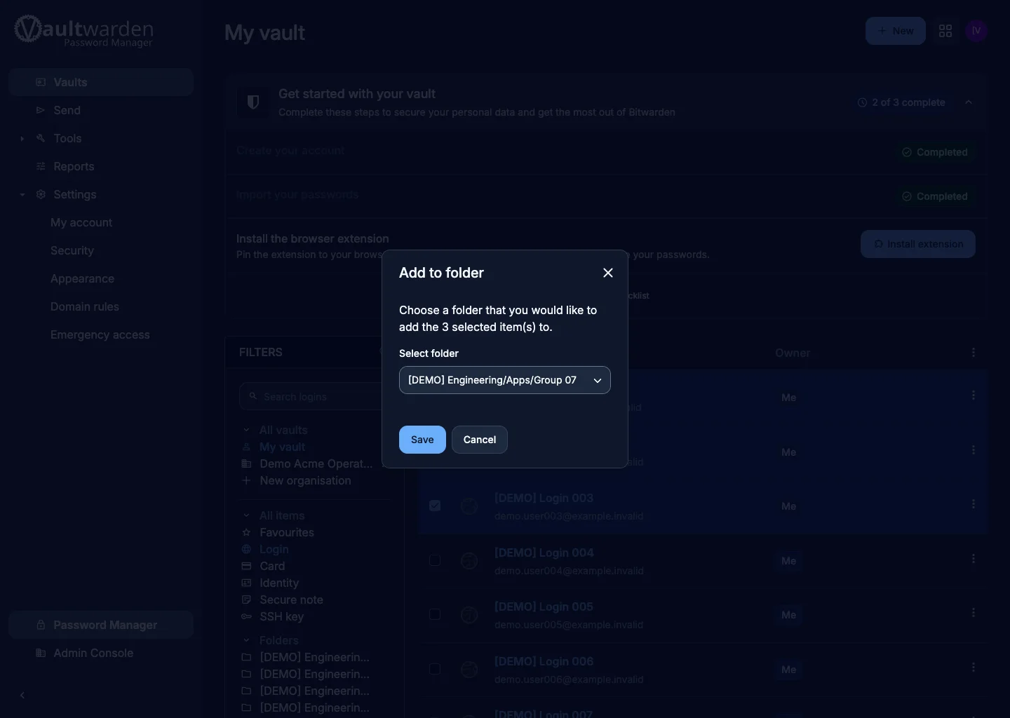 Move items to folder