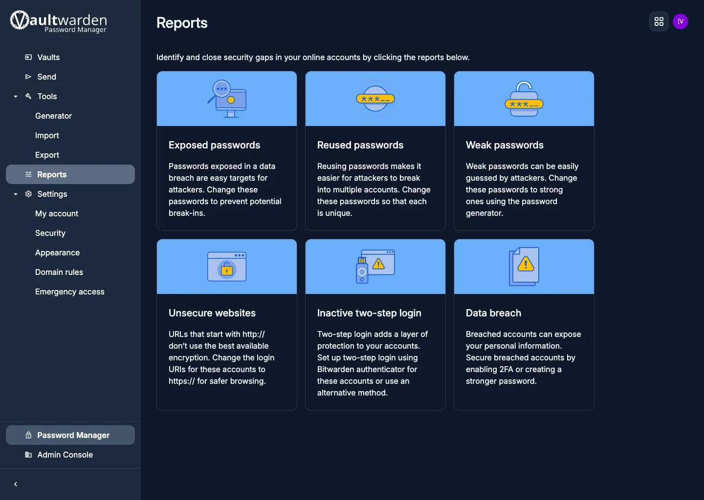 Reports hub