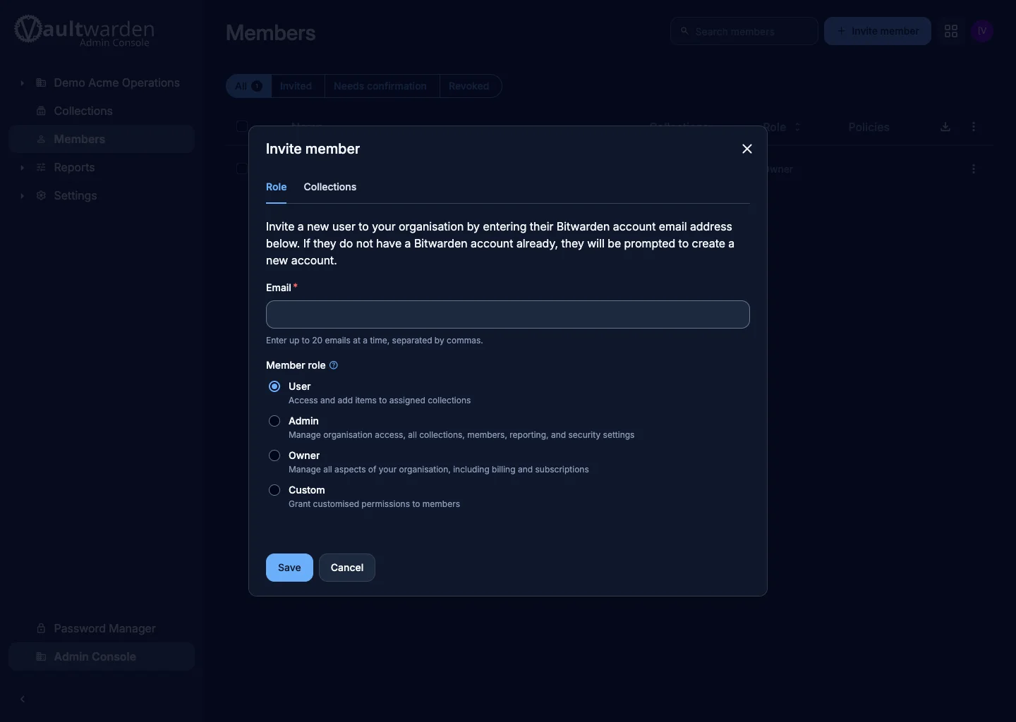 Invite organization member