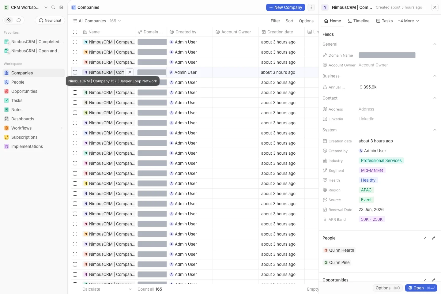 CRM Workspace - companies - relationships (light)