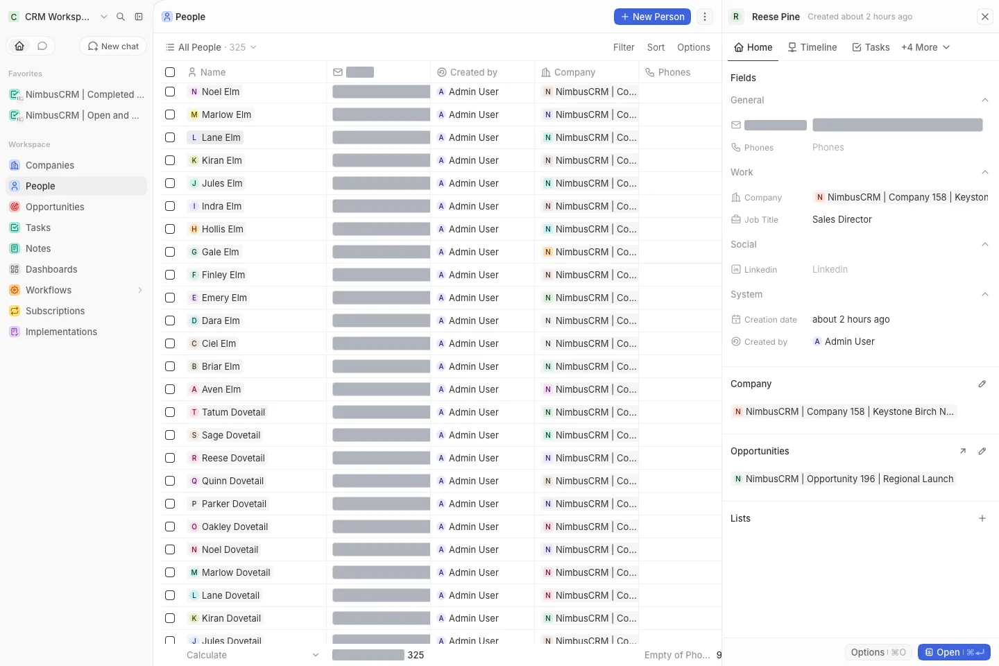 CRM Workspace - people - profile timeline (light)