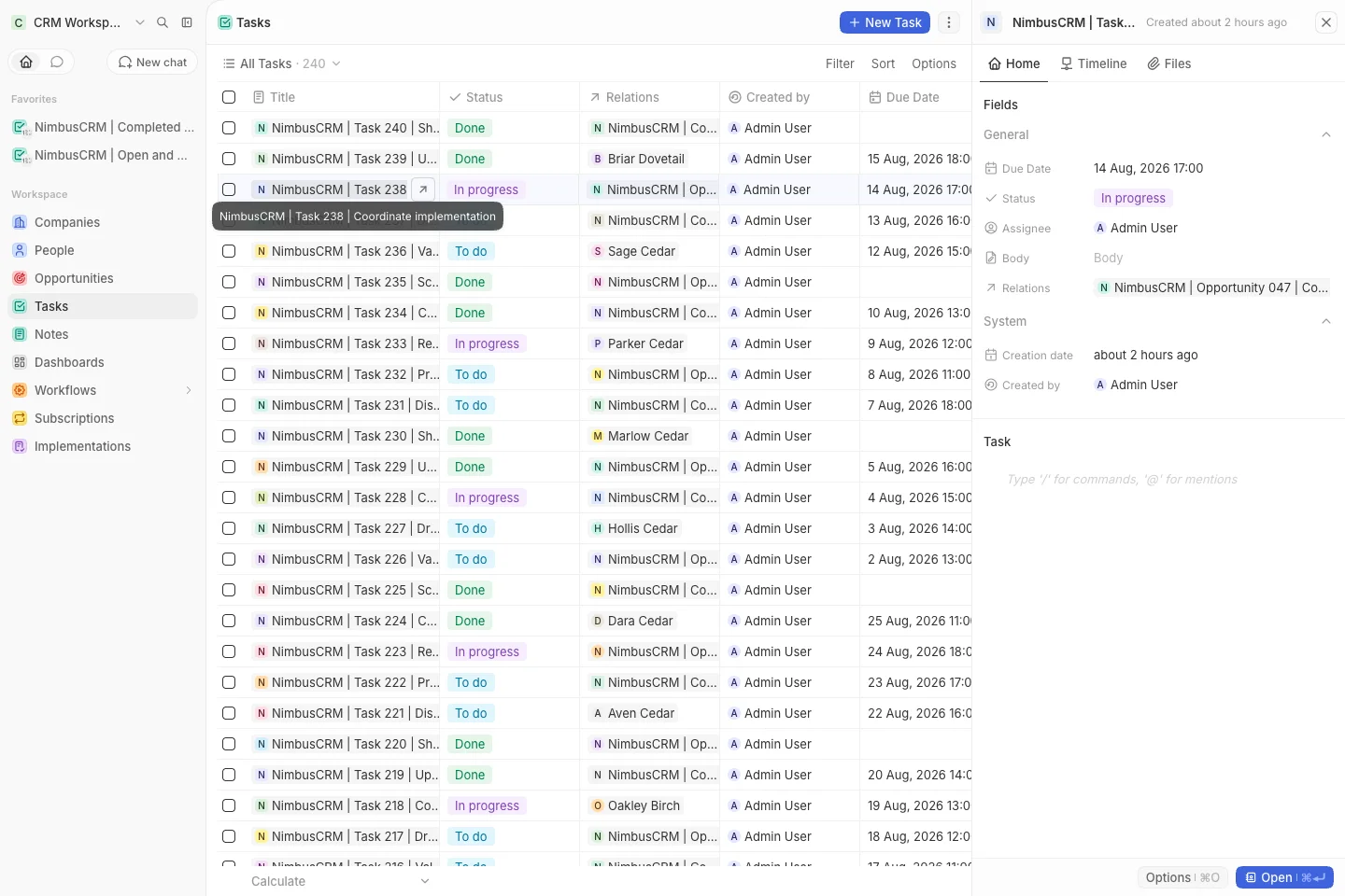 CRM Workspace - tasks - open task (light)