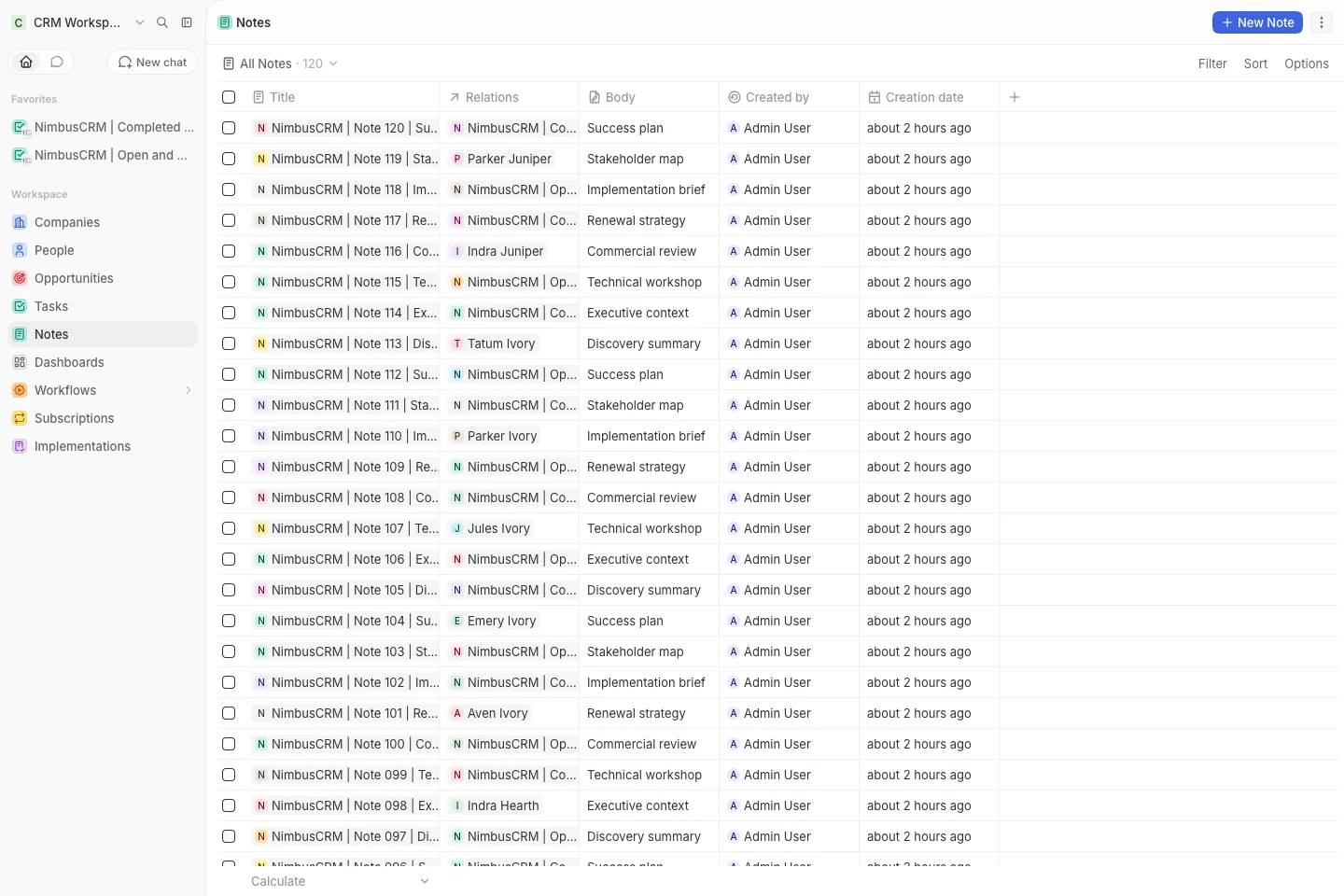 CRM Workspace - notes - all notes (light)