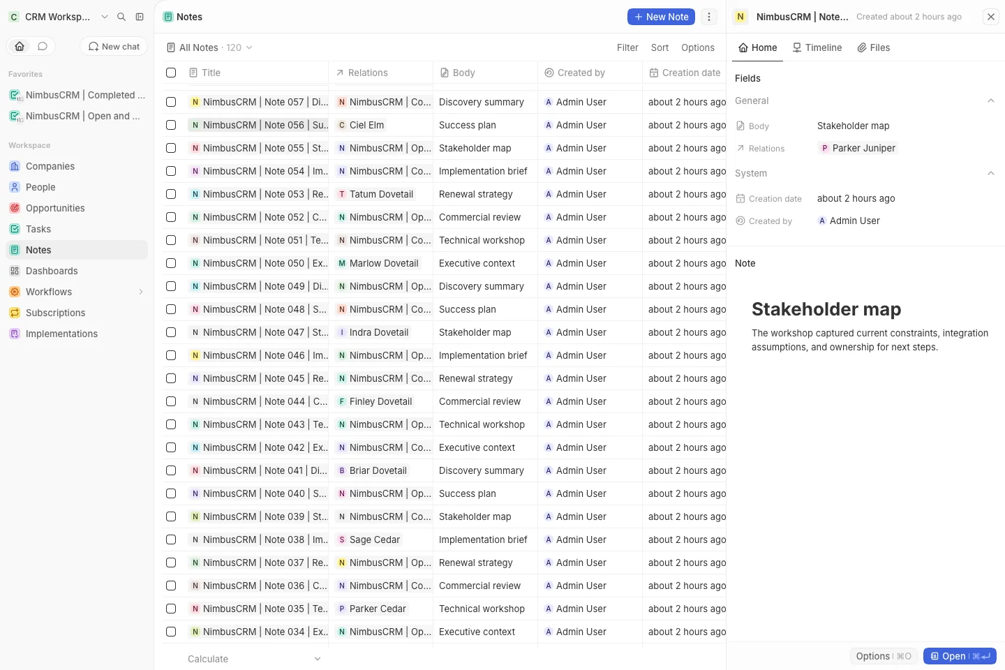 CRM Workspace - notes - expanded content (light)