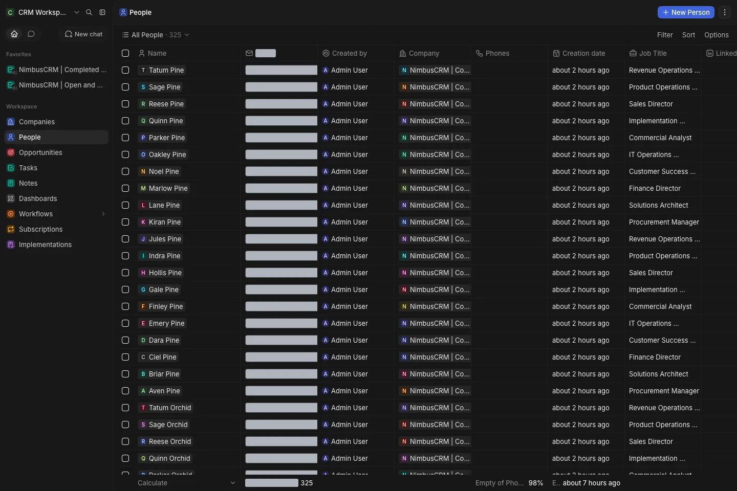 CRM Workspace - people - all people (dark)
