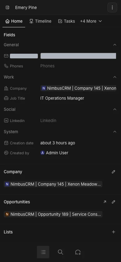 CRM Workspace - responsive - responsive profile (dark)