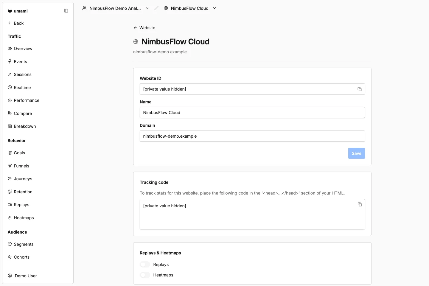 NimbusFlow Cloud settings