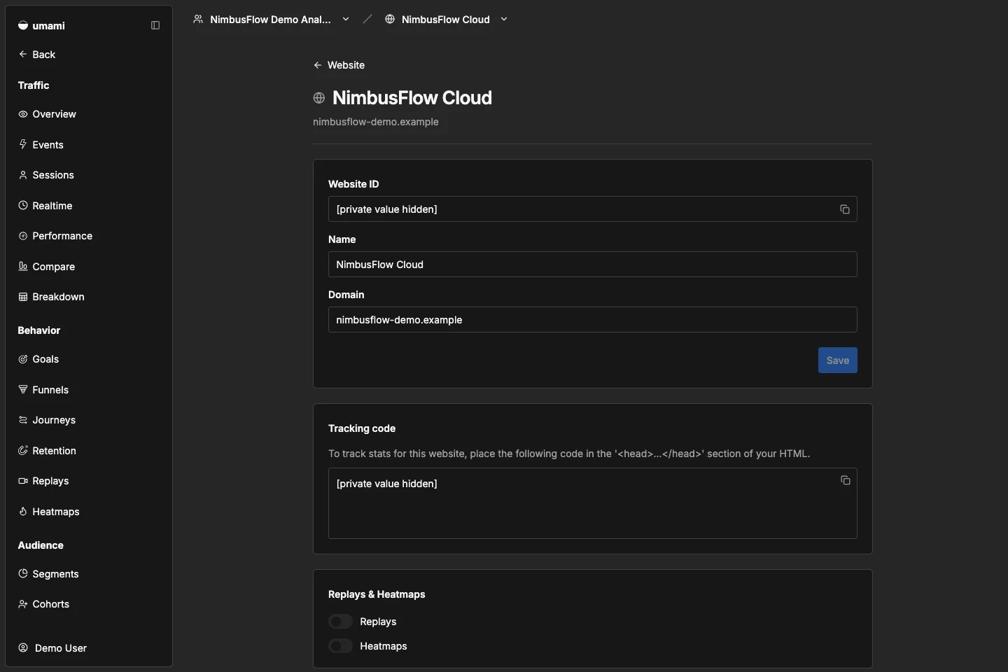 NimbusFlow Cloud settings